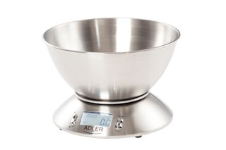 Adler Ηλεκτρονική Ζυγαριά Κουζίνας 5kg/1g με Ανοξείδωτο Μπωλ, Θερμόμετρο & Χρονοδιακόπτη AD-3134