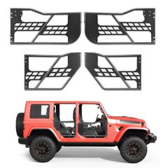 Πόρτες VEVOR Jeep Tube, 4θυρες, συμβατές με Jeep Wrangler JK JKU Unlimited 2007-2018, Χαλύβδινες μπροστινές και πίσω σωληνωτές μισές πόρτες Off Road με τσάντα αποθήκευσης, λαστιχένια μαξιλαράκια, μεντ