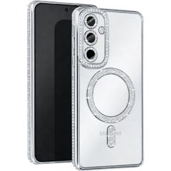 MagSafe TPU Glitter and Strass Case protect lens Samsung Galaxy A37 Silver