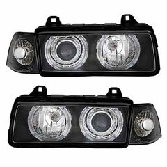 Μπροστινά Φανάρια Set Για Bmw 3 E36 92-98 CoupeCabrio Angel Eyes Μαύρα H7H7 Depo-thumb-2