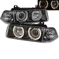 Μπροστινά Φανάρια Set Για Bmw 3 E36 92-98 CoupeCabrio Angel Eyes Μαύρα H7H7 Depo-thumb-1