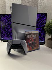 PS5 Slim 1TB με 1 χειριστήριο και το Marvel’s Spider-Man 2 μαζι με το κουτι του