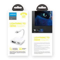 Joyroom Converter Lightning (αρσενικό) σε ψηφιακό HDMI (θηλυκό) + Lightning (θηλυκό), FullHD 1080p, 60Hz, Λευκό (S-H141)