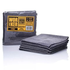 Work Stuff Worker Microfiber 40x40 320gsm Πετσέτα Detailing Γκρι ΣΕΤ 5ΤΜΧ WS097
