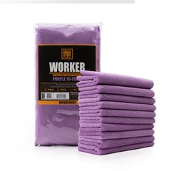 Work Stuff Worker Microfiber 40x40 320gsm Πετσέτα Detailing Μωβ ΣΕΤ 10ΤΜΧ WS132