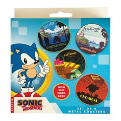 Sonic - Sonic The Hedgehog Printed Metal Location Coasters Set - 89mm