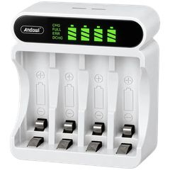 Andowl Q-CD48Φορτιστής Μπαταριών AA/AAA 4 Θέσεων με LCD & USB-C