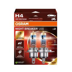 Λάμπες Αλογόνου H4 12V 6055w Night Braker 220 +220% Osram 64193ΝΒ220-2HB 2 Τεμάχια