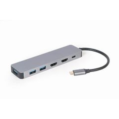 Cablexpert USB-C Docking Station με HDMI 4K PD Γκρι (A-CM-COMBO3-03)