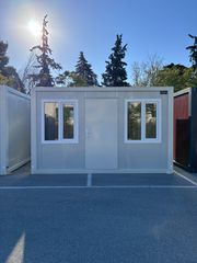 Οικίσκος 3×4m με τουαλέτα σε λευκή απόχρωση με 2 παράθυρα