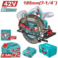 Δισκοπρίονο Μπαταρίας TOTAL Φ-185mm Li-ion 42V Σέτ με 2 Μπαταρίες 2.5Ah BL Motor Επαγγελματικό ( TSLI4218512E )