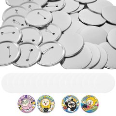 Η VEVOR Button Maker παρέχει 100 σετ εξαρτημάτων κουμπιών με καρφίτσα 2,95 ίντσες / 75 mm, με μεταλλικές πλάτες, μεταλλικά κελύφη, διαφανείς μεμβράνες Mylar και κενά κυκλικά χαρτιά, για οικιακές κατασ