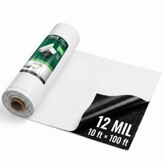 Πλαστικό φύλλο VEVOR 0,3 mm 3,05 x 30,48 m βαρέως τύπου ρολό πολυαιθυλενίου, μουσαμάς βαφής με χοντρό ύφασμα, κάλυμμα πολυαιθυλενίου για χώρο ανίχνευσης, φράγμα υδρατμών, έλεγχος ζιζανίων, κήπος, ασπρ