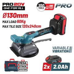 BORMANN Pro BBP5426X22C Βεντούζα-Δονητής Πλακιδίων 20V,Li-Ion,2x2Ah,130mm,60kg,3500-8000rpm