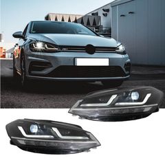 Μπροστινά Φανάρια Set Για Vw Golf VII (7.5) 17-19 DRL Full Led Halogen Version Black LEDHL10-BK Osram Ledriving (CAR0024616)