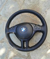 BMW E46 Γνήσιο τριακτινο τιμόνι με ραφές μαζί με αερόσακο