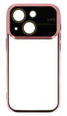 POWERTECH θήκη Electro Lens MOB-1945 για iPhone 15, διάφανη-ροζ χρυσό