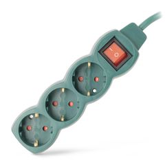 Entac Πολύπριζο 3 Θέσεων με Διακόπτη S1 3G1.5 Πράσινο 5m