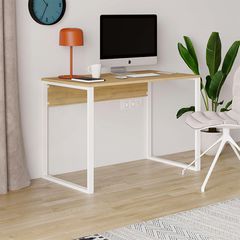 Γραφείο εργασίας Inna χρώμα sapphire oak - λευκό 100x60x75εκ.