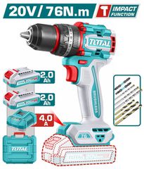 Δραπανοκατσάβιδο Κρουστικό Μπαταρίας TOTAL Li-ion 20V / 76Nm / με 2 Μπαταρίες 2Ah BL Motor Επαγγελματικό ( TIDLI207686E )