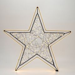 ΦΩΤΙΖΟΜΕΝΟ ΑΣΤΕΡΙ 48x45cm, 100 MINI LED, ΜΕΤΑΣΧΗΜΑΤΙΣΤΗ, ΜΑΥΡΟΣ ΜΕΤΑΛΛΙΚΟΣ ΣKEΛETOΣ, ΜΑΥΡΟ ΧΑΛΚΙΝΟ ΚΑΛΩΔΙΟ, ΘΕΡΜΟ ΛΕΥΚΟ LED, ΘΕΡΜΗ ΛΕΥΚΗ COB ΤΑΙΝΙΑ LED 1.7m, ΠΡΟΕΚΤΑΣΗ ΠΑΡΟΧΗΣ 3m, IP44
