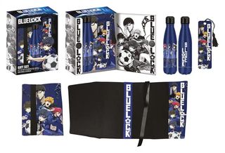 Bluelock Steel Bottle, Sticker, Book Cover Gift Set Blue
