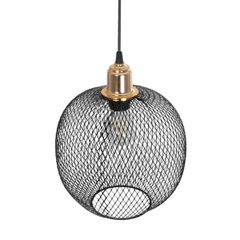 GLOBOSTAR® WIRE LE-201-0019 Μοντέρνο Κρεμαστό Φωτιστικό Οροφής με Ντουί 1 x E27 AC 220-240V IP20 - Μαύρο & Χρυσό - Μ25 x Π25 x Υ32cm-thumb-6