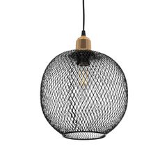 GLOBOSTAR® WIRE LE-201-0019 Μοντέρνο Κρεμαστό Φωτιστικό Οροφής με Ντουί 1 x E27 AC 220-240V IP20 - Μαύρο & Χρυσό - Μ25 x Π25 x Υ32cm-thumb-1