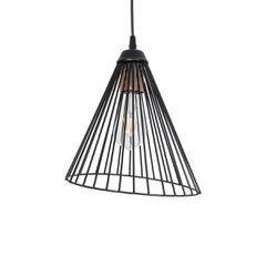 GLOBOSTAR® ARCWIRE LE-203-0015 Μοντέρνο Κρεμαστό Φωτιστικό Οροφής με Ντουί 1 x E27 AC 220-240V IP20 - Μαύρο - Μ25 x Π25 x Υ30cm-thumb-1