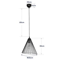 GLOBOSTAR® ARCWIRE LE-203-0015 Μοντέρνο Κρεμαστό Φωτιστικό Οροφής με Ντουί 1 x E27 AC 220-240V IP20 - Μαύρο - Μ25 x Π25 x Υ30cm-thumb-10
