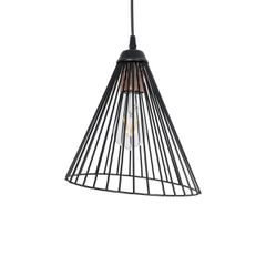 GLOBOSTAR® ARCWIRE LE-203-0015 Μοντέρνο Κρεμαστό Φωτιστικό Οροφής με Ντουί 1 x E27 AC 220-240V IP20 - Μαύρο - Μ25 x Π25 x Υ30cm