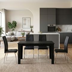 Σετ τραπεζαρία 5τμχ Darlen - Alma Megapap χρώμα sencron black - μαύρο 125x72x74εκ.