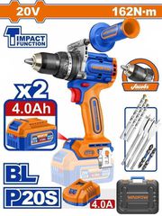 WADFOW ΔΡΑΠ/ΒΙΔΟ ΚΡΟΥΣΤΙΚΟ ΜΠΑΤ. Li-ion 20V / 162Nm / 4Ah / 2 ΜΠΑΤ BL Motor (WCDP16281E)