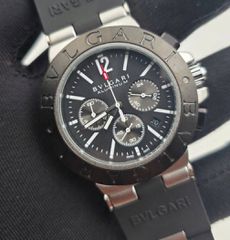 Bulgari Diagono aluminium chrono ατσάλι μαύρο καντράν αντιγραφο