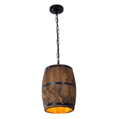 Barrel Light - Κρεμαστό Μονόφωτο E27 Vintage Ξύλο Καφέ Βαρέλι - Μ22 x Π22 x Υ29cm