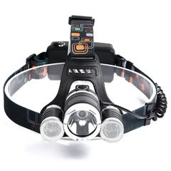 Explorer Beam - Φακός Κεφαλής Τρίφωτος LED Επαναφορτιζόμενος Μαύρος Πλαστικό - Μεταλλικό Ρυθμιζόμενος με 2 x 18650 Μπαταρίες - Ψυχρό Λευκό 6000K