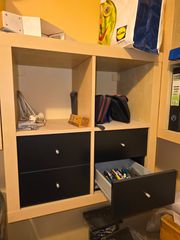 Σετ 3 Ραφιέρες 2x2 (Τύπου IKEA Kallax) με Μαύρα Συρτάρια & Ντουλάπια