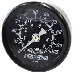 1-1/2" Liquid Filled 100 psi Pressure Gauge - Black Face, White Pointer, 1/8" NPT Male Thread
