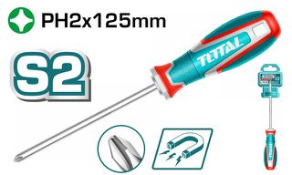 Κατσαβίδι Μαγνητικό Σταυρού TOTAL PH2Χ125mm Επαγγελματικό ( TSDPH2125 )