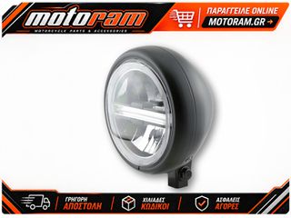 HIGHSIDER pro 5 3/4 Inch Headlight Pecos Type 6 LED Black Bottom Mount, With TFL