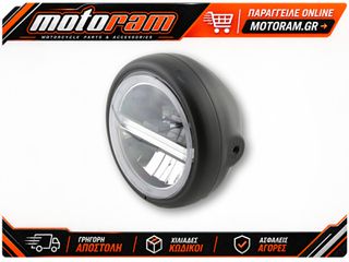 HIGHSIDER pro 5 3/4 Inch Headlight Pecos Type 6 LED Black Side Mount, With TFL