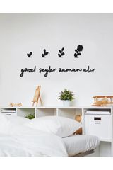 Stewehome Διακοσμητική επιγραφή τοίχου με το κείμενο όμορφα πράγματα παίρνουν χρόνο Μαύρο