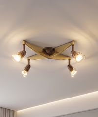 Φωτιστικό οροφής πλαφονιέρα με 4 σποτ φώτα GU10 λάμπες Spotlight LED Χρυσό Μοντέρνο Design