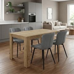 Σετ τραπεζαρία 5τμχ Darlen - Chiara χρώμα sapphire oak - γκρι 125x72x74εκ.
