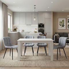 Σετ τραπεζαρία 5τμχ Darlen - Chiara χρώμα λευκό - γκρι 125x72x74εκ.