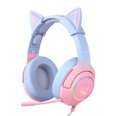 Onikuma K9 Over Ear Gaming Headset με σύνδεση 3.5mm / USB Pink/Blue