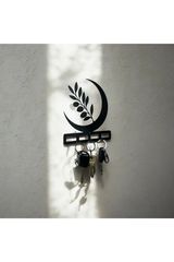Stewehome Μεταλλική κρεμάστρα κλειδιών με μοτίβο ημισελήνου και κλαδιού ελιάς με 3 γάντζους 20x20 cm