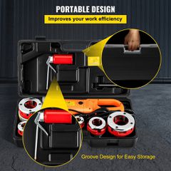Φορητή Ηλεκτρική Βιδολόγος Σωλήνων VEVOR 2300W 220V 1/2″ – 2″ Σετ με 6 Φιλιέρες & Βαλιτσάκι Μεταφοράς (Pipe Threader Machine)-thumb-3