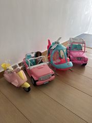 Πακέτο 4 Αυθεντικά Οχήματα Barbie (Ελικόπτερο, Τζιπ, Σκούτερ) - Σε Άριστη Κατάσταση