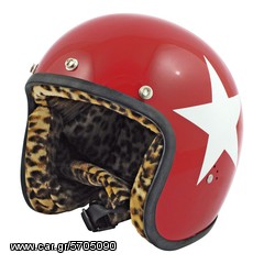 ΚΡΑΝΟΣ BANDIT STAR JET HELMET, RED W/WHITE STAR